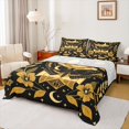 thumbnail image 1 of jejeloiu Western Vintage Moth Bed Sheets For Girls,Geometric Print Full Size Sheets,Black Gold,4pcs,1 Flat Sheet, 1 Fitted Sheet and 2 Pillowcases, 1 of 6