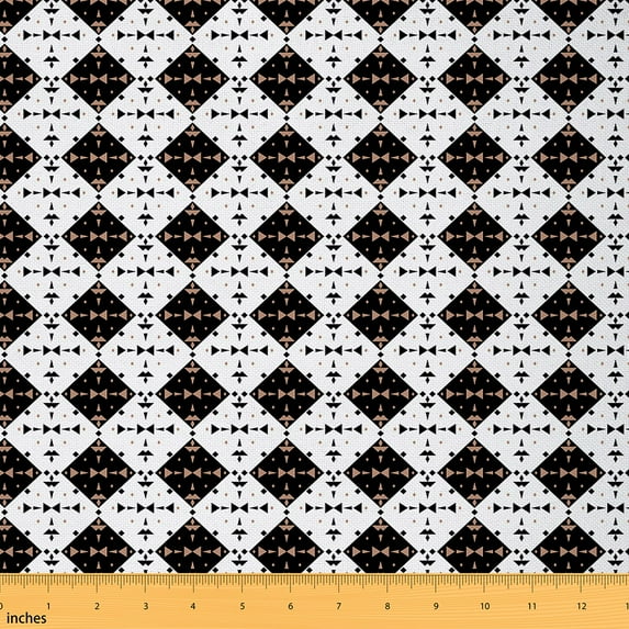 jejeloiu White Southwestern Geometric Fabric by the Yard 10 Yards,Boho Hohemain Room Decor Fabric by the Yard,Indian Tribal Geometric Sewing Fabric,Luxury Bedroom Decor