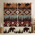 thumbnail image 1 of jejeloiu Wild Animals Bear Curtains Pack of 2 (42x84 Each),Retro Geometric Rhombus Curtains Blackout For Men Women, 1 of 6