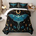 thumbnail image 1 of jejeloiu Wild Animals Moth Quilt King For Girls,Bohemian Exotic Style King Coverlet Set,Black Teal Gold,3-Piece, 1 of 7
