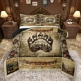 thumbnail image 1 of jejeloiu Wild Bear Paws Bedding Comforter Set,Rustic Farmhouse Twin Comforter Sets,Brown Bohemian Aztec Bedding Set For Boys Kids,Ultra Soft Home Decor Reversible,2-Piece, 1 of 8