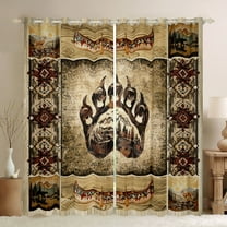 jejeloiu Wild Bear Paws Black Out Curtains,Rustic Farmhouse Curtains Pack of 2 (42x63 Each),Brown Bohemian Aztec Bedroom Curtains For Boys Kids,Ultra Soft Home Decor