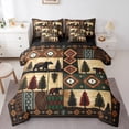 thumbnail image 1 of jejeloiu Wild Bear Twin Bedding Sets 7-Piece,Jungle Animal Bedding Comforter Set,Retro Aztec Geometric Sheet Sets For Boys,Microfiber Bedroom Decor Reversible, 1 of 8