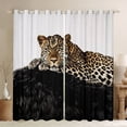 thumbnail image 1 of jejeloiu Wild Cheetah Blackout Curtains Set of 2 (52x84 Each),Woodland Animal Window Curtains,Black Brown Curtains and Drapes For Adults,Ultra Soft Home Decor, 1 of 6