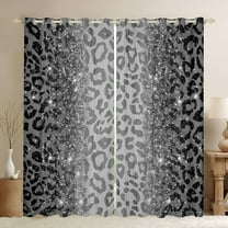 jejeloiu Wild Cheetah Pattern Blackout Curtains,Gray Sequin Print Curtains Pack of 2 (38x45 Each),Jungle Animal Window Curtains For Boys Girls,Super Cozy Room Decor