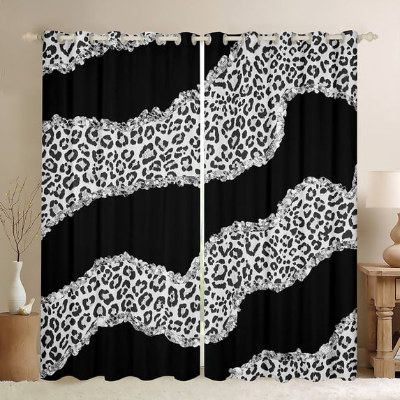 jejeloiu Wild Cheetah Pattern Blackout Curtains Set of 2 (52x84 Each),Modern Abstract Aesthetic Window Curtains,Gray Black Curtains and Drapes For Boys Girls,Super Cozy Room Decor