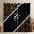 thumbnail image 1 of jejeloiu Wild Cheetah Pattern Blackout Curtains Set of 2 (52x84 Each),White Letter C Window Curtains For Girls Women, 1 of 6