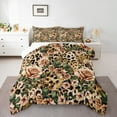 thumbnail image 1 of jejeloiu Wild Cheetah Pattern Full Size Comforter Sets,Rustic Rose Flower Bedding Comforter Set,Retro Leopard Print Bedding Sets For Boys Girls,Super Cozy Room Decor,3 Pieces, 1 of 8