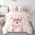 thumbnail image 1 of jejeloiu Wild Christmas Reindeer Bedding Comforter Set 7pcs,Merry Xmas Queen Bedding Sets,Pink Brown White Queen Sheet Sets For Children,Super Cozy Room Decor Reversible, 1 of 8