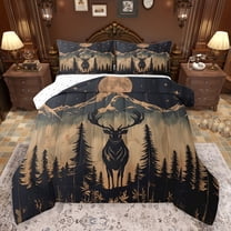 jejeloiu Wild Deer Elk Bedding Comforter Set,Rustic Farmhouse Cabin Twin Comforter Sets,Black Brown Bedding Set For Boys Kids,Ultra Soft Home Decor Reversible,2-Piece