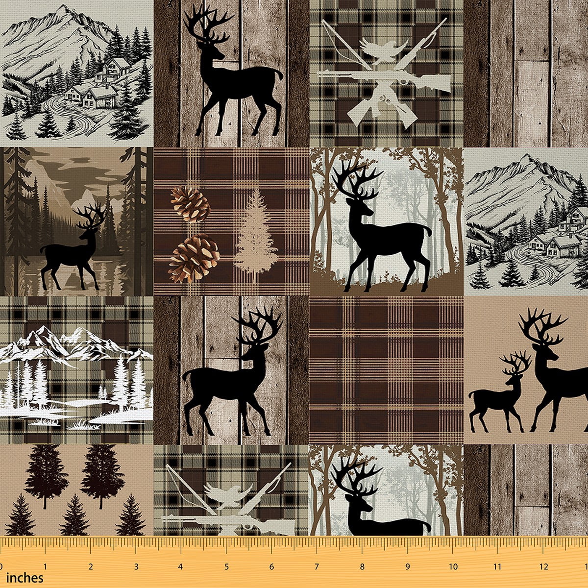 jejeloiu Wild Deer Fabric by the Yard 2 Yards,Jungle Animal Room Decor Fabric by the Yard,Rustic Farmhouse Cabin Fabric for Sewing For Boys Kids,Ultra Soft Home Decor