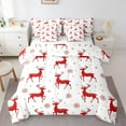 thumbnail image 1 of jejeloiu Wild Deer Twin Bedding Sets 7-Piece,Jungle Animal Bedding Comforter Set,Merry Christmas Snowflake Sheet Sets For Girl,Red White Home Decor Reversible, 1 of 8