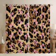 thumbnail image 1 of jejeloiu Wild Leopard Cheetah Black Out Curtains,Cute Bow Knot Curtains Pack of 2 (42x63 Each),Pink Brown Bedroom Curtains For Girl,Breathable Home Decor, 1 of 6