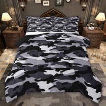 jejeloiu Wild Military Camo Twin Comforter Sets,White Black Gray Bedding Set For Kids Reversible 2-Piece