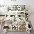 thumbnail image 1 of jejeloiu Wild Moose Bear Bedding Comforter Set 7-Piece,Western Farmhouse Cabin King Bedding Sets,Retro Aztec Geometric Bed Sheets For Men Women,Microfiber Bedroom Decor Reversible, 1 of 8