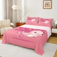 thumbnail image 1 of jejeloiu Wild Salamander Twin Sheet Sets,Underwater Animal Twin Fitted Sheet,Pink Cute Axolotl Flat Sheet For Boys Kids,Super Cozy Room Decor,3 Pieces, 1 of 7