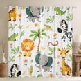thumbnail image 1 of jejeloiu Wild Zoo Animal Curtains Pack of 2 (42x84 Each),Cute Elephant Lions Curtains Blackout,Hawaii Coconut Tree Bedroom Curtains For Girls Kids,Super Cozy Room Decor, 1 of 6