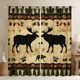 thumbnail image 1 of jejeloiu Wildlife Bear Deer Black Out Curtains,Vintage Bohemian Rhombus Curtains Pack of 2 (42x63 Each),Beige Black Green Bedroom Curtains For Boys,Super Cozy Room Decor, 1 of 6
