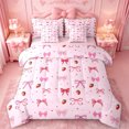 thumbnail image 1 of jejeloiu Winter Fruit Strawberry 7 Pieces Bedding Comforter Set,Chic Bowtie Lover Full Bedding Set For Girl Reversible, 1 of 7