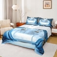 thumbnail image 1 of jejeloiu Winter Theme Full Size Sheets,Silver Christmas Balls Bed Sheets,White Blue Sheet Sets For Child,Microfiber Bedroom Decor,4 Pieces, 1 of 7