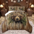 thumbnail image 1 of jejeloiu Woodland Animal Bear Bedding Comforter Set,Old Barn Door Twin Comforter Sets,Brown Green Bedding Set For Boys Teens,Luxury Bedroom Decor Reversible,2pcs, 1 of 8