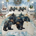 thumbnail image 1 of jejeloiu Woodland Animal Bear Full Size Comforter Sets,Gold Christmas Snowflake Bedding Comforter Set,Gold Beige Teal Bedding Sets For Boys Teens,Luxury Bedroom Decor Reversible,3pcs, 1 of 8
