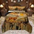 thumbnail image 1 of jejeloiu Woodland Animal Deer Queen Comforter Set,Rustic Farmhouse Cabin Bedding Sets,Vintage Aesthetic Artwork Bedding Comforter Set For Boys Teens,Luxury Bedroom Decor Reversible,3 Pieces, 1 of 8