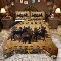 jejeloiu Woodland Animal Moose Bedding Comforter Set,Rustic Farmhouse Cabin Twin Comforter Sets,Brown Bear Paws Bedding Set For Boys Teens,Luxury Bedroom Decor Reversible,2-Piece