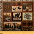 thumbnail image 1 of jejeloiu Woodland Animal Moose Fabric by the Yard 10 Yards,Western Farmhouse Cabin Room Decor Fabric by the Yard,Rustic Plant Pine Sewing Fabric For Men Women,Microfiber Bedroom Decor, 1 of 6