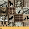 thumbnail image 1 of jejeloiu Woodland Animal Wolf Fabric by the Yard 2 Yards,Rustic Farmhouse Cabin Room Decor Fabric by the Yard,Natural Mountain Pine Fabric for Sewing For Men Women,Microfiber Bedroom Decor, 1 of 6