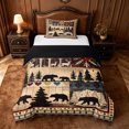 thumbnail image 1 of jejeloiu Woodland Bear Twin Duvet Cover,Lodge Print Twin Bedding For Boys,Brown Black,Black Reversible,2 Pieces,1 Duvet Cover and 1 Pillowcase, 1 of 6