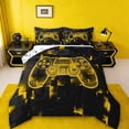 thumbnail image 1 of jejeloiu Yellow Console Gamepad Queen Comforter Set,Modern Video Games Bedding Sets,Geometric Plaid Grid Bedding Comforter Set For Boys Teens,Ultra Soft Home Decor Reversible,3 Pieces, 1 of 8