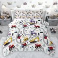 thumbnail image 1 of jejeloiu Yellow Excavator Bulldozer Queen Comforter Set,Cartoon Equipment Truck Bedding Sets,Gray White Red Bedding Comforter Set For Boys Kids,Breathable Home Decor Reversible,3 Pieces, 1 of 8