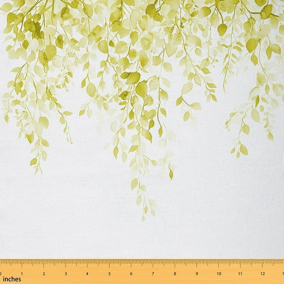 jejeloiu Yellow Leaves Fabric by the Yard 2 Yards, Botanical Theme Room Decor Fabric by the Yard, Branches Plant Sewing Fabric, Girls Garden Room Decor