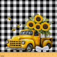 thumbnail image 1 of jejeloiu Yellow Sunflower Bee Fabric by the Yard 10 Yards,Rustic Farmhouse Cabin Room Decor Fabric by the Yard,Black Geometric Plaid Sewing Fabric For Girls Boys,Ultra Soft Home Decor, 1 of 6