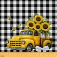 thumbnail image 1 of jejeloiu Yellow Sunflower Bee Fabric by the Yard 2 Yards,Rustic Farmhouse Cabin Room Decor Fabric by the Yard,Black Geometric Plaid Fabric for Sewing For Girls Boys,Ultra Soft Home Decor, 1 of 6