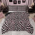thumbnail image 1 of jejeloiu Zebra Print Texture Bedding Comforter Set,Wild Animal Twin Comforter Sets,Pink Black Bedding Set For Girls Kids,Super Cozy Room Decor Reversible,2 Pieces, 1 of 8