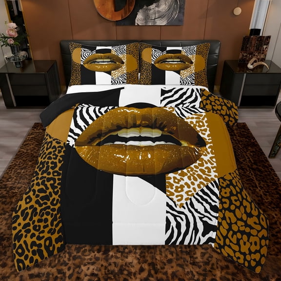 jejeloiu Zebra Stripe Twin Comforter Sets,White Brown Black Bedding Set For Adults Reversible 2 Pieces