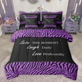 thumbnail image 1 of jejeloiu Zebra Striped Texture 7-Piece Bedding Comforter Set,Inspirational Quote King Bedding Sets,Purple Black Bed Sheets For Adults,Luxury Bedroom Decor Reversible, 1 of 8
