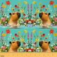 thumbnail image 1 of jejeloiu Zoo Animal Capybara Fabric by the Yard 3 Yards,Colorful Flower Floral Sewing Fabric,Brown Cyan Fabric for Sewing For Girls Boys,Luxury Bedroom Decor, 1 of 6
