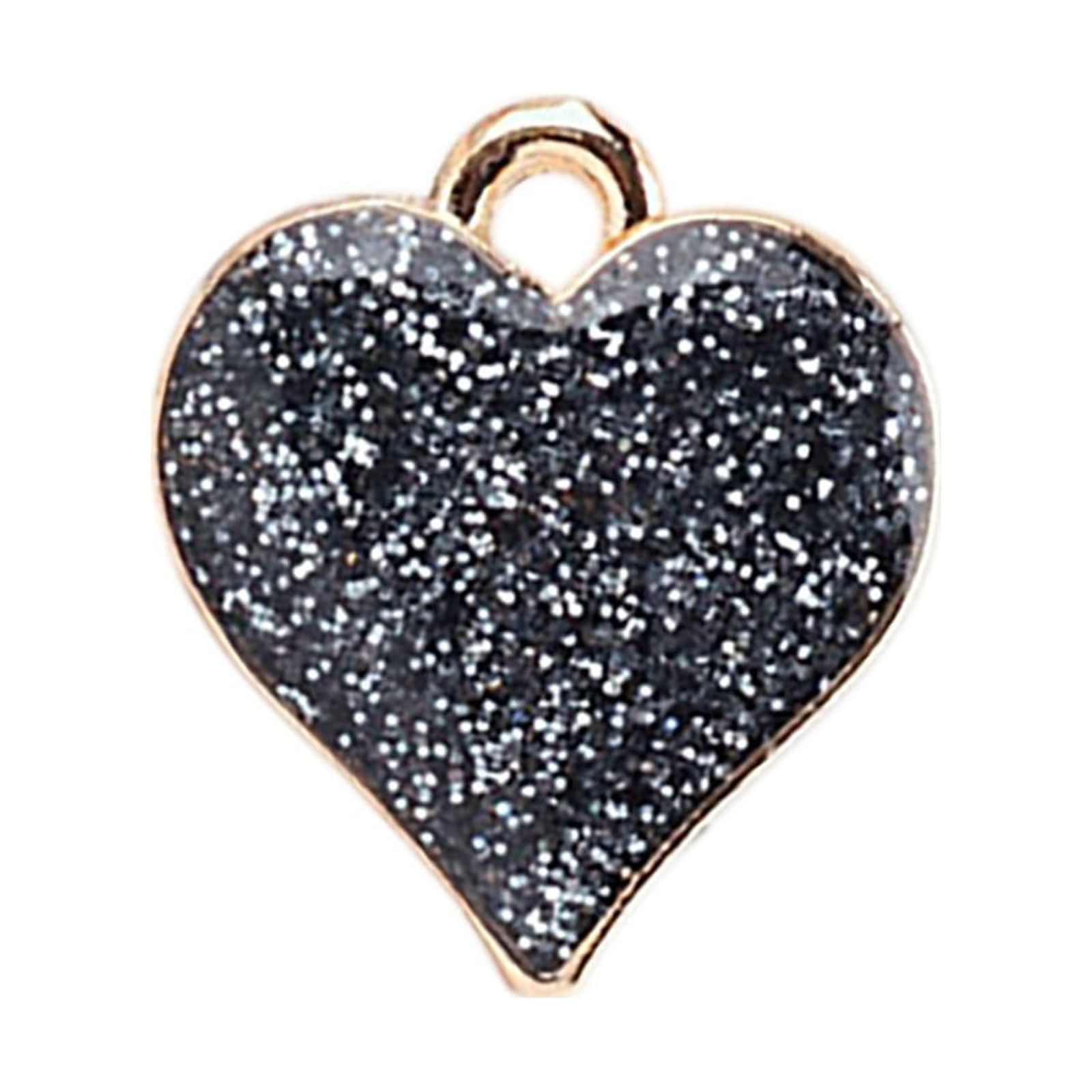 Daznico Heart Shape Charms Bling Charms for Jewelry Making Valentine's Day DIY Earring Bracelet Necklace, Adult Unisex, Size: One size, Black