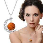 jewelry for women Sport Basketball Football Moon Necklace Gifts Mom Necklace Gifts Ball Shape Pendant Necklace For Girls Dad For Players Ideas Seniors Necklaces