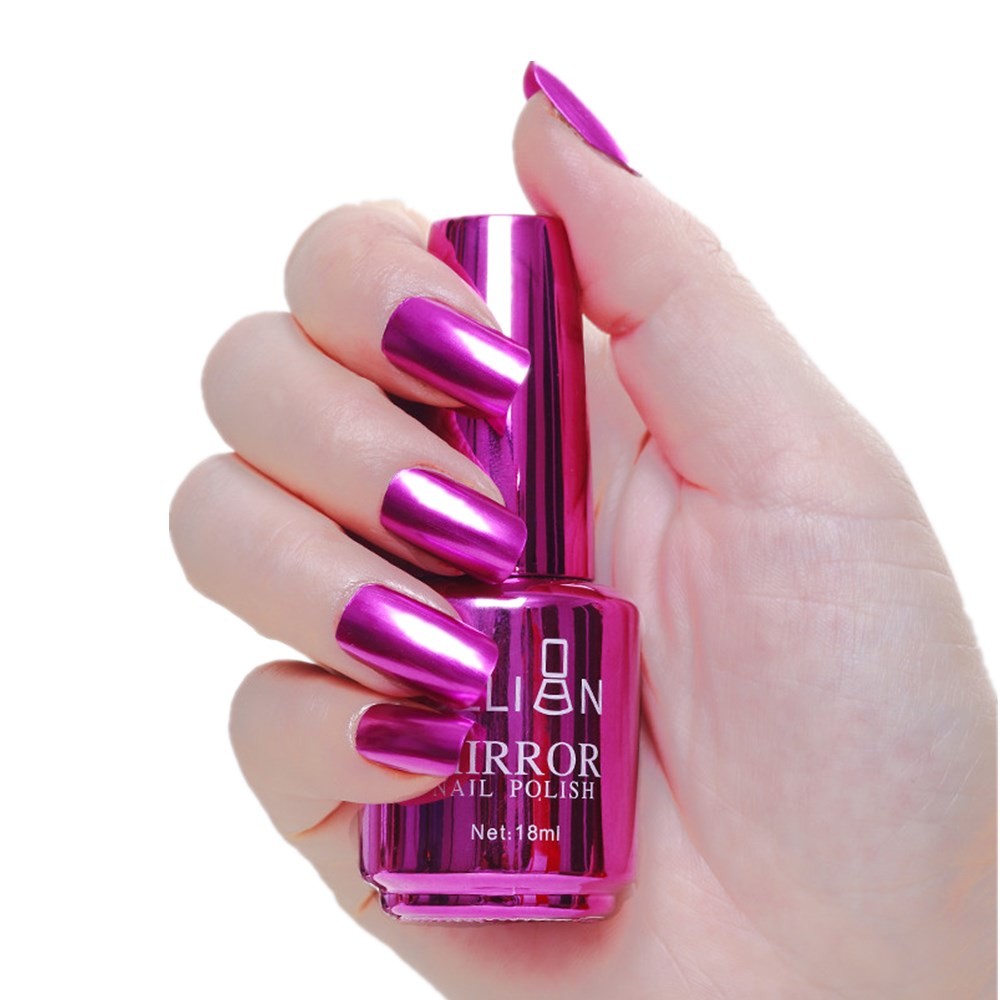 jhiwgzj Metallic Mirror Effect Varnishes,Metal Long-Lasting Non-Peelable Glitter Nail Polish Nail Art Decoration, Shiny Chrome DIY Nail Polish Manicure, 12 Colors, Hot Pink