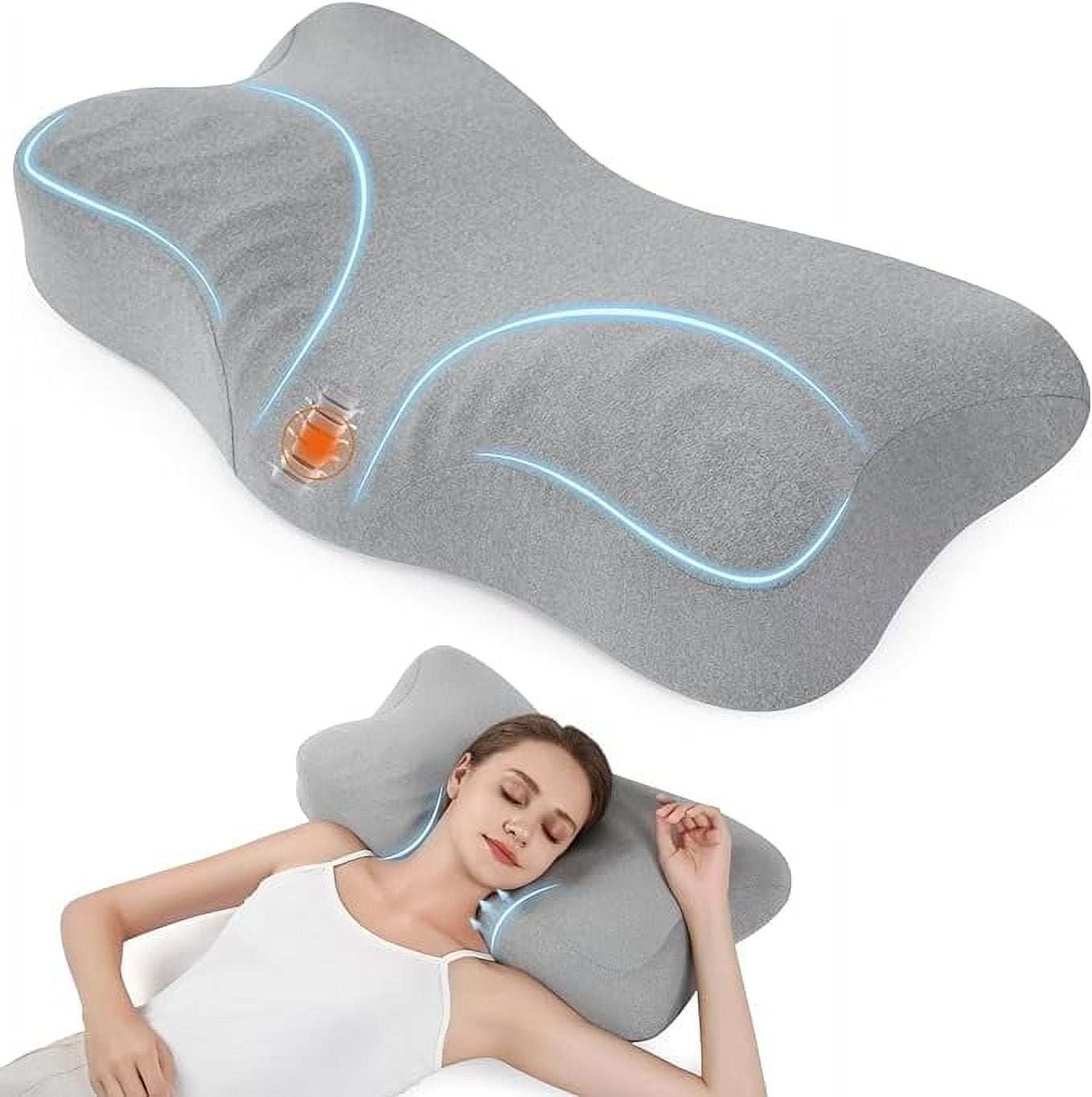 jiaao Memory Foam Cervical Pillows for Neck & Shoulder Pain Relief,Ergonomic Neck Support Pillow for Side Back&Stomach Sleepers with Pillowcase,Contour Best Bed Anti-Snoring Pillows for Sleeping