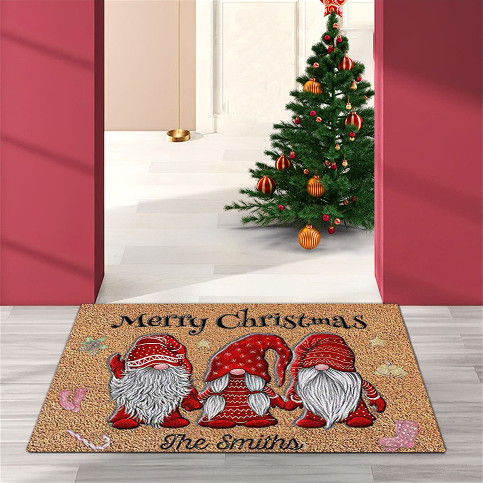jiacuix Christmas Decorative Doormat Xmas Christmas Gnome Mat