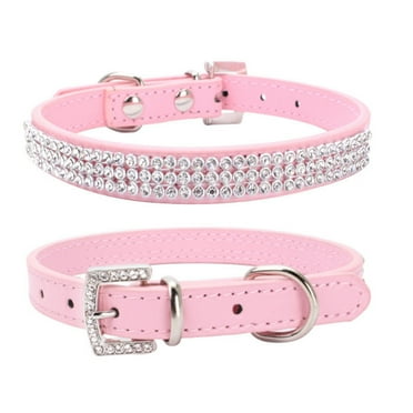 jiacuix Cute Comfortable Collars Pet Crystal Collar Bling Dog Collar Sparkly Crystal Studded Pet Collar For Small Medium Dog Kitty Colorful Pattern Pink