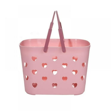 jiacuix Storage & Organization Heart-shaped Hollow Out Plastic Organizer Storage Baskets With Handles Multi-functional For Bathroom And Kitchen Shampoo