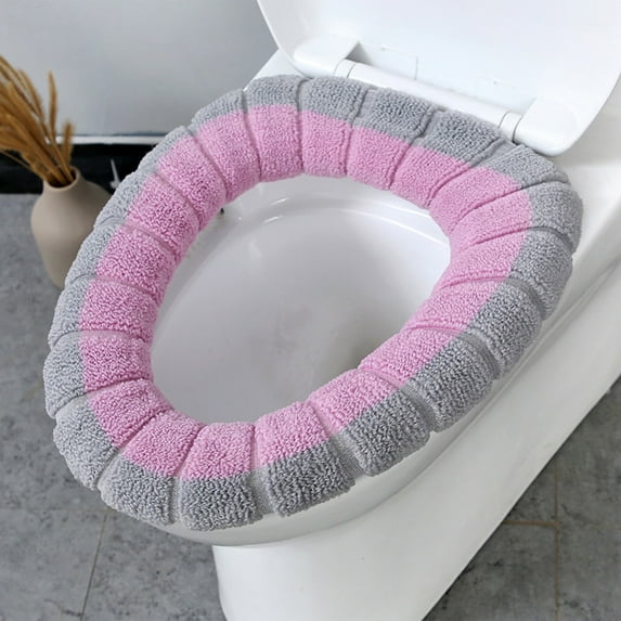 jiacuix Toilet Seat Covers Soft Stretchable Toilet Seat Covers Washable Thicker Cloth Winter Household Supplies Light Gray