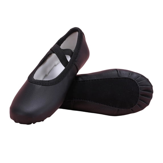 jianru Ballet Shoes for Girls Elastic Straps Non Slip Soft Sole Leather Professional Dance Shoes for Toddler Kids