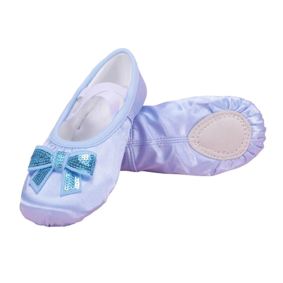 jianru Ballet Shoes for Girls Elastic Straps Non Slip Soft Sole Sequin Bow Satin Professional Dance Shoes for Toddler Kids
